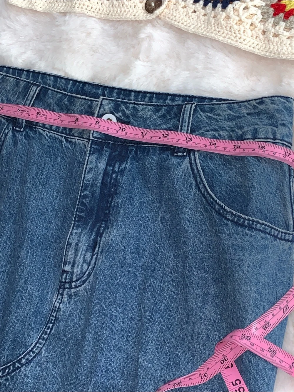 Frayed Hem Blue Denim Midi Skirt